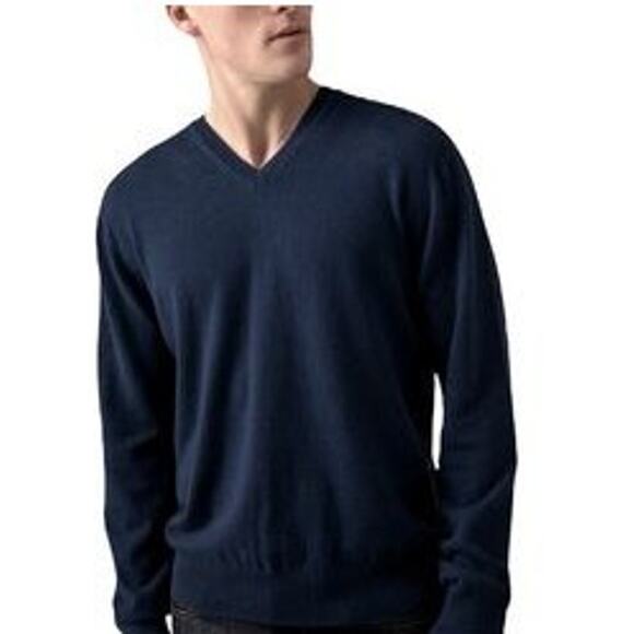 J.Crew men's Blue 100% Merino Wool lightweight V-neck sweater size M - Picture 1 of 4